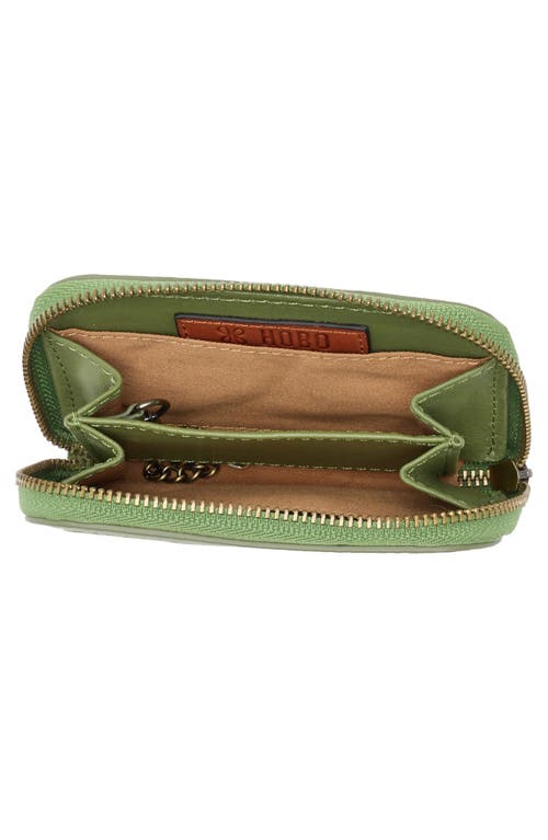 Hobo Small Nila Woven Leather Zip Around Wallet In Sweet Basil