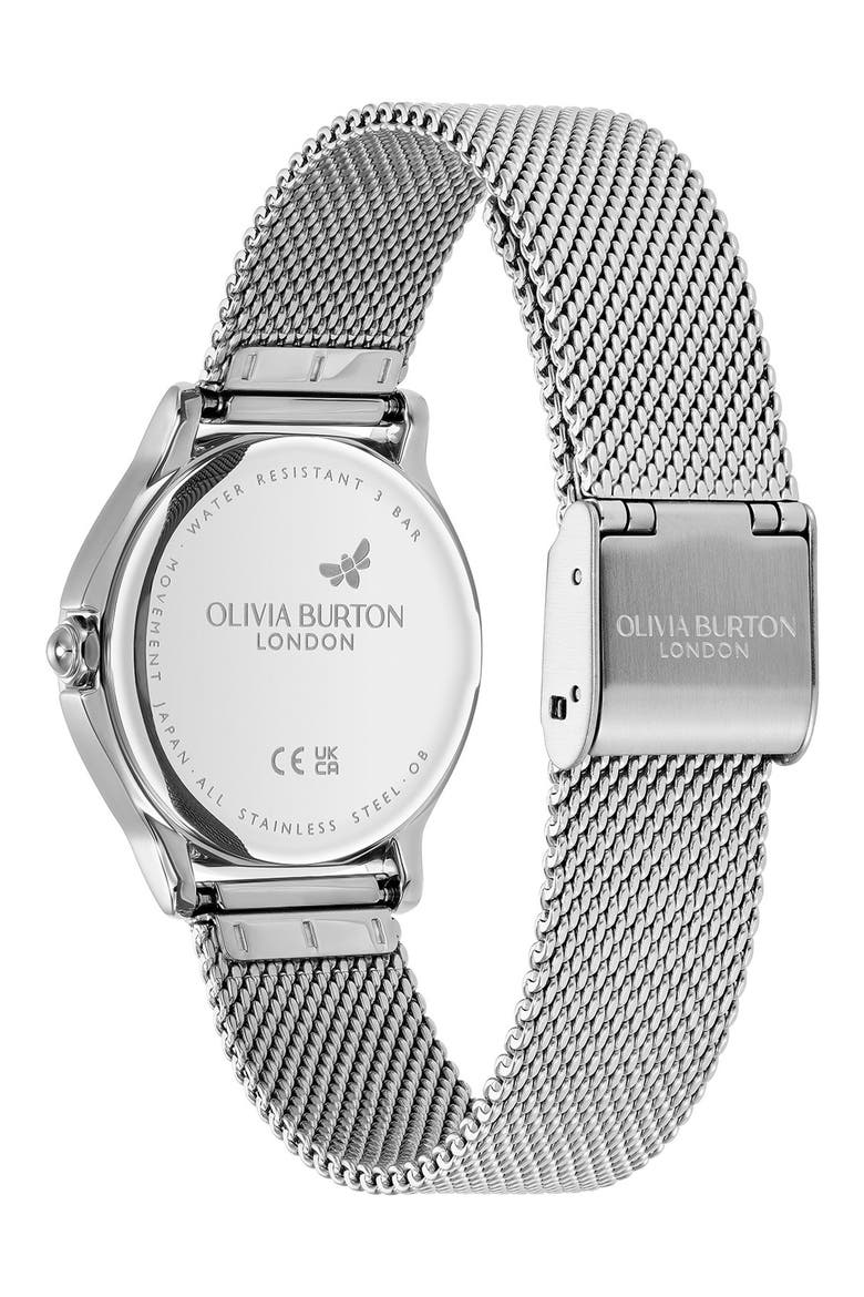 Classic Bee Mesh Strap Watch, 30mm, Alternate, color, SILVER