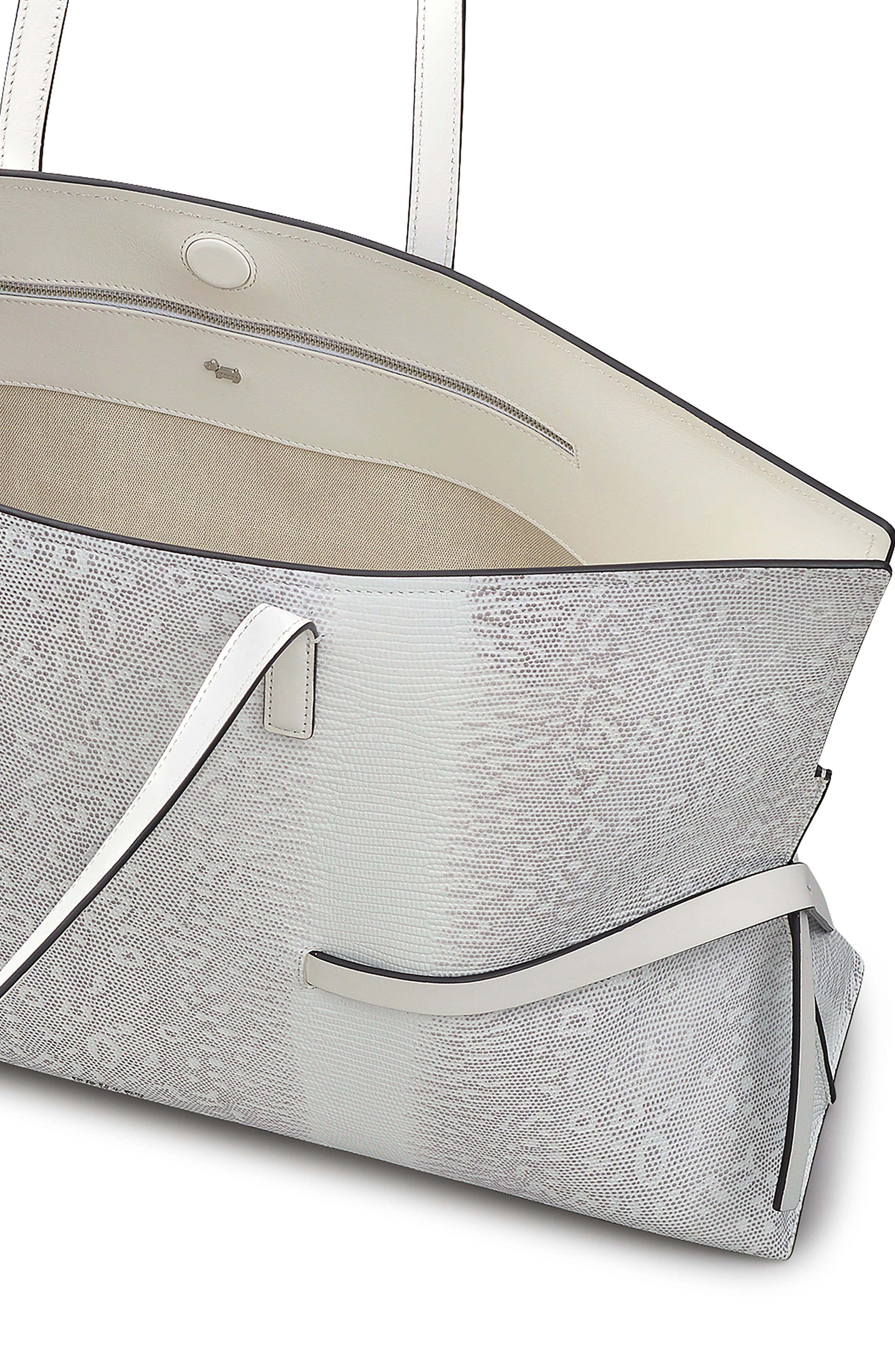 Radley Large Fleet Street Lizard Embossed Leather Tote, Alternate, color, Bright White