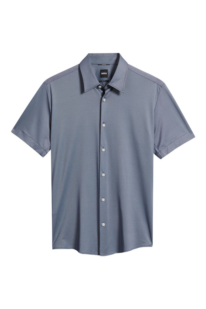 P-Roan Short Sleeve Performance Button Up Shirt, Alternate, color, DARK BLUE