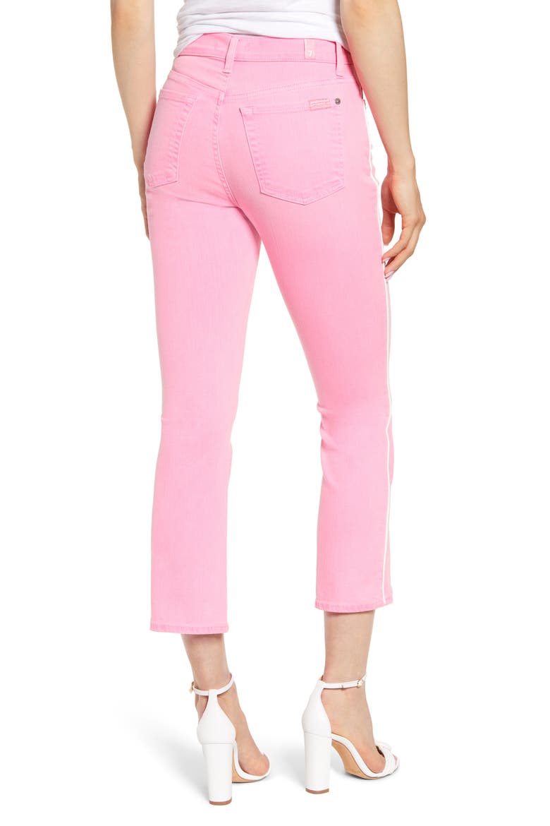 7 For All Mankind® High Waist Crop Jeans, Alternate, color, NEON PINK