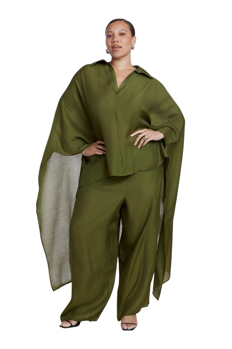 Sheer Lightweight Wide Leg Pant, Alternate, color, FOREST MOSS