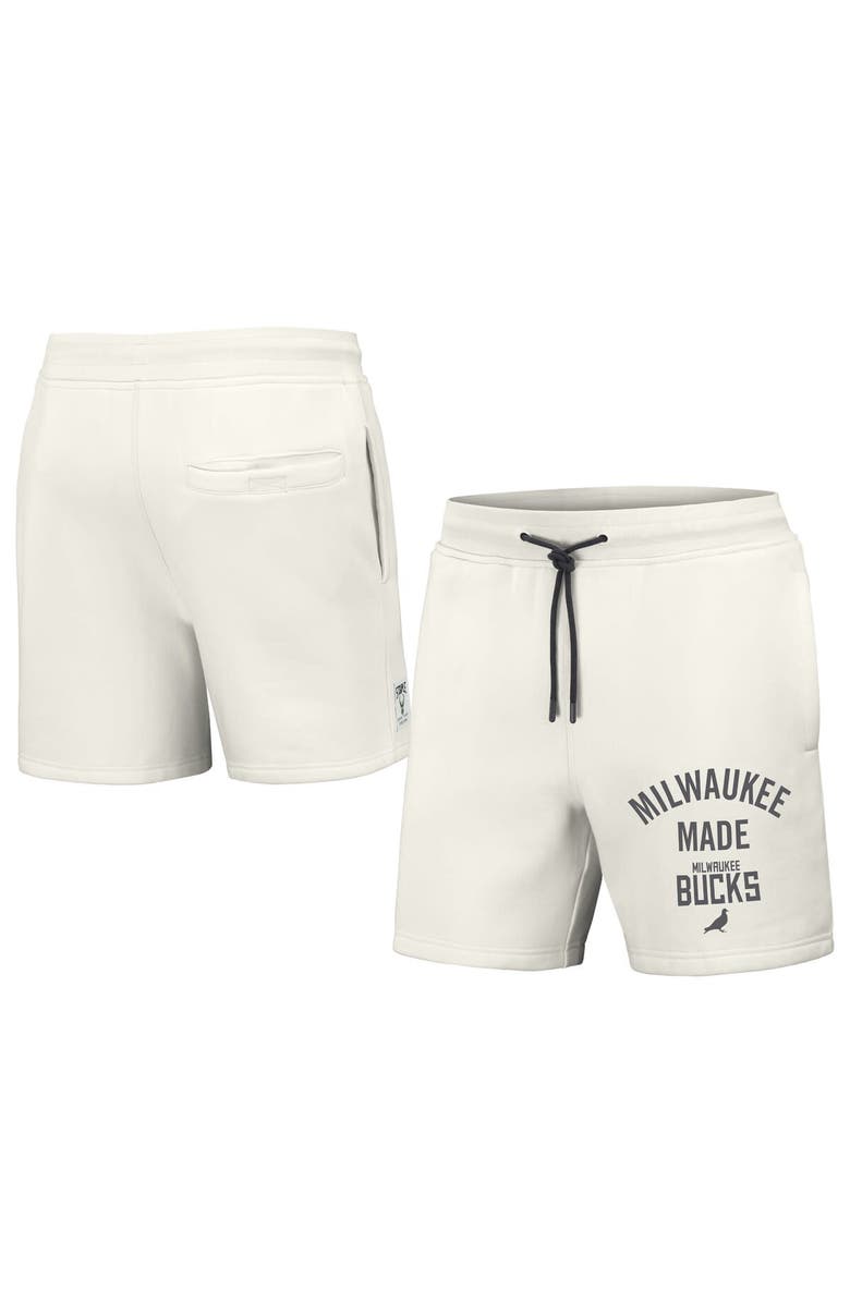 STAPLE Men's NBA x Staple Cream Milwaukee Bucks Heavyweight Fleece Shorts, Alternate, color, Cream