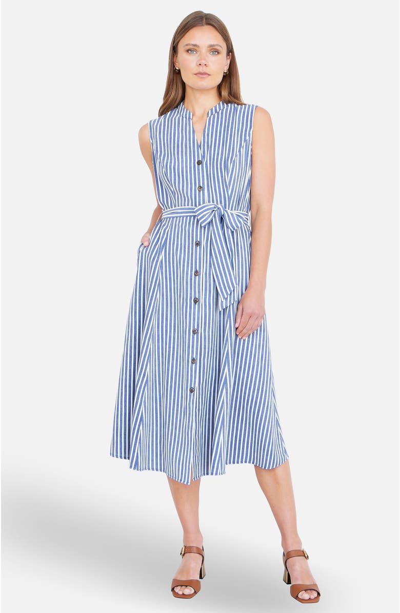 Yumi Stripe Midi Sleeveless Shirt Dress, Alternate, color, Navy
