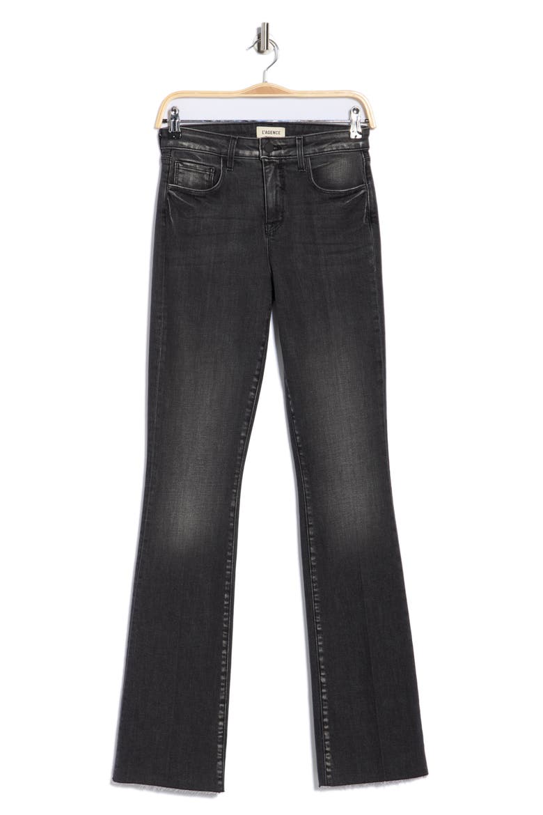 Ruth High Waist Raw Hem Straight Leg Jeans, Alternate, color, OBSIDIAN