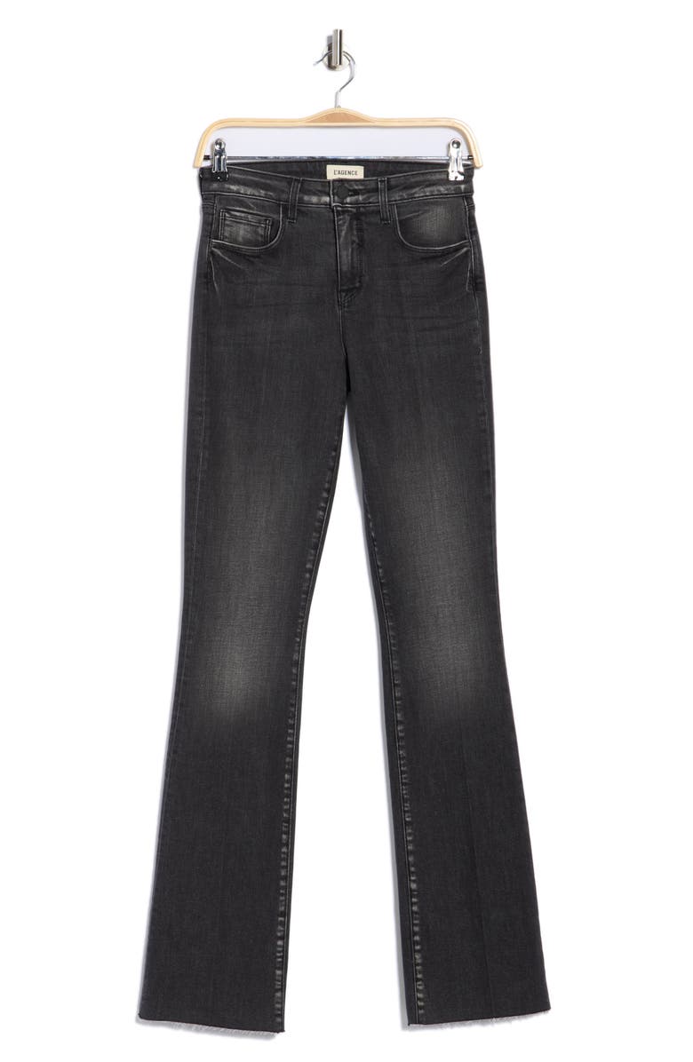 L'AGENCE Ruth High Waist Raw Hem Straight Leg Jeans, Alternate, color, Obsidian