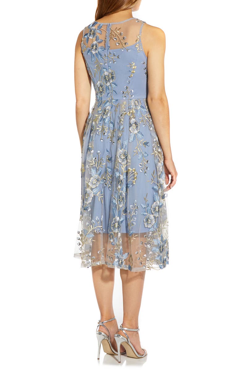 Adrianna Papell Floral Embroidered Midi Fit & Flare Dress, Alternate, color,