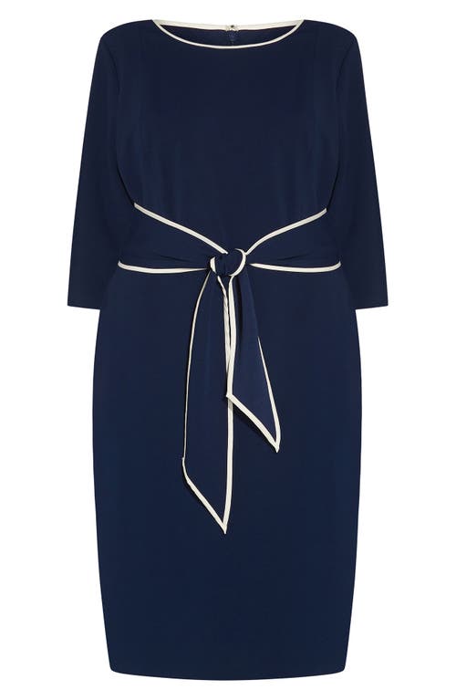 ADRIANNA PAPELL ADRIANNA PAPELL TIPPED TIE WAIST CREPE DRESS