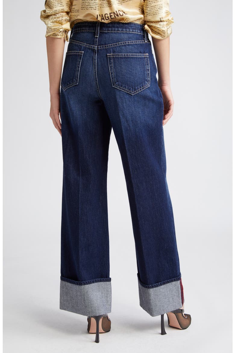 Miley High Waist Cuff Wide Leg Jeans, Alternate, color, DENMARK