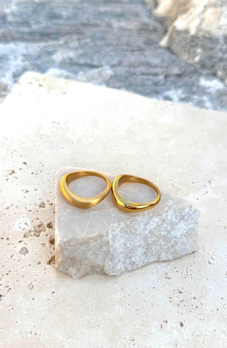 Adornia Set of 2 Wavy Band Rings, Alternate, color, Gold