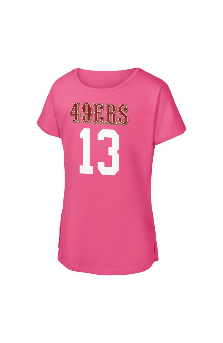 Outerstuff Girls Youth Outerstuff Brock Purdy Pink San Francisco 49ers Player Name & Number T-Shirt, Alternate, color, Pink