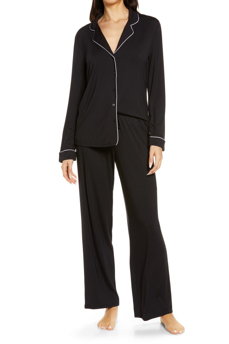 Moonlight Eco Knit Pajamas, Main, color, BLACK