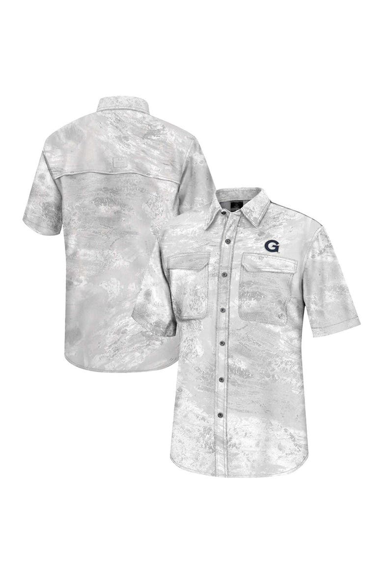 Men's Colosseum  White Georgetown Hoyas Realtree Aspect Charter Full-Button Fishing Shirt, Main, color, White