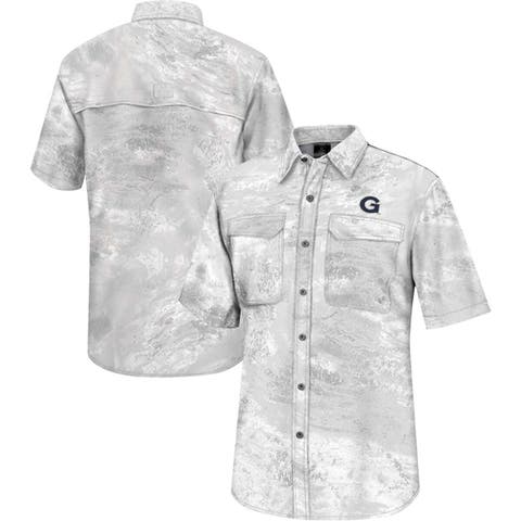 Men's Colosseum  White Georgetown Hoyas Realtree Aspect Charter Full-Button Fishing Shirt