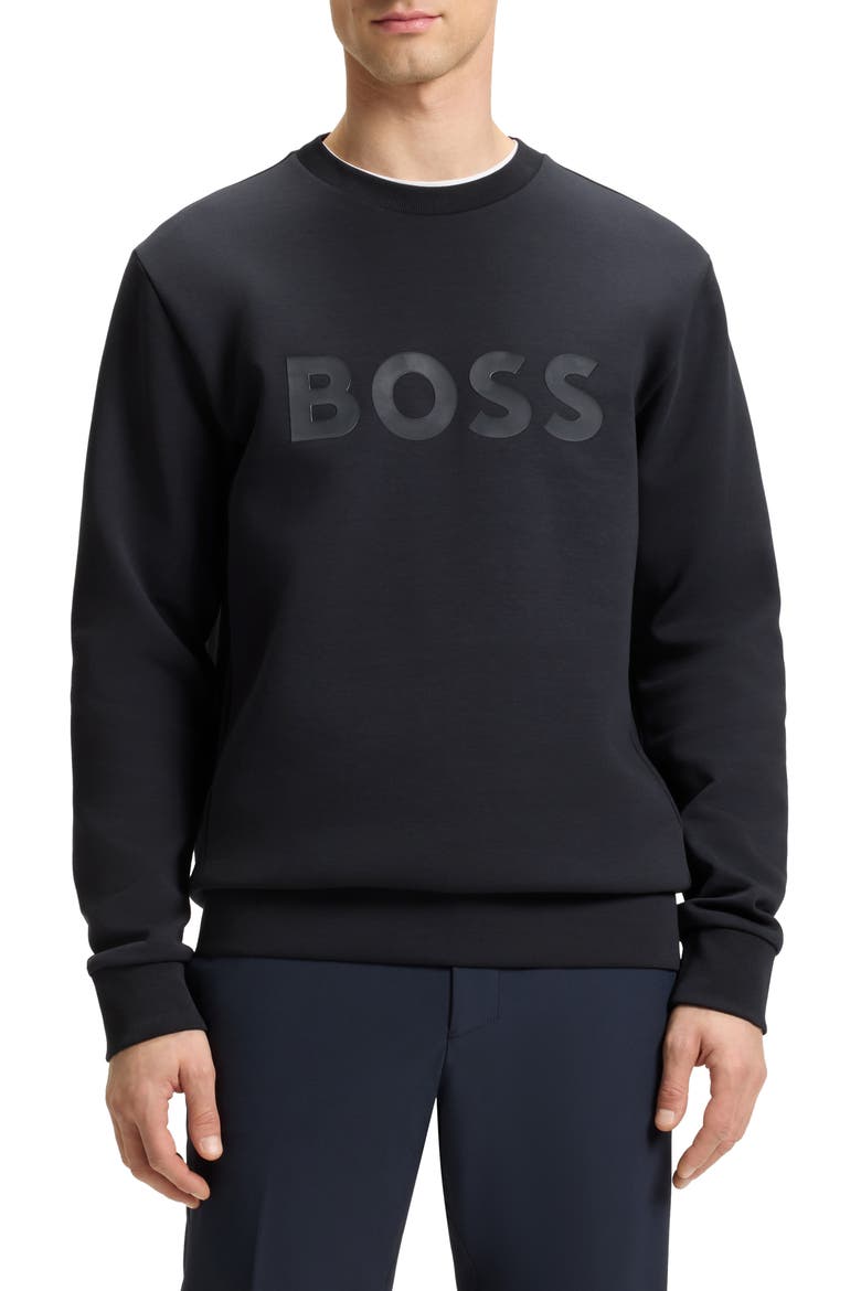 Salbo Tonal Logo Crewneck Sweatshirt, Main, color, DARK BLUE