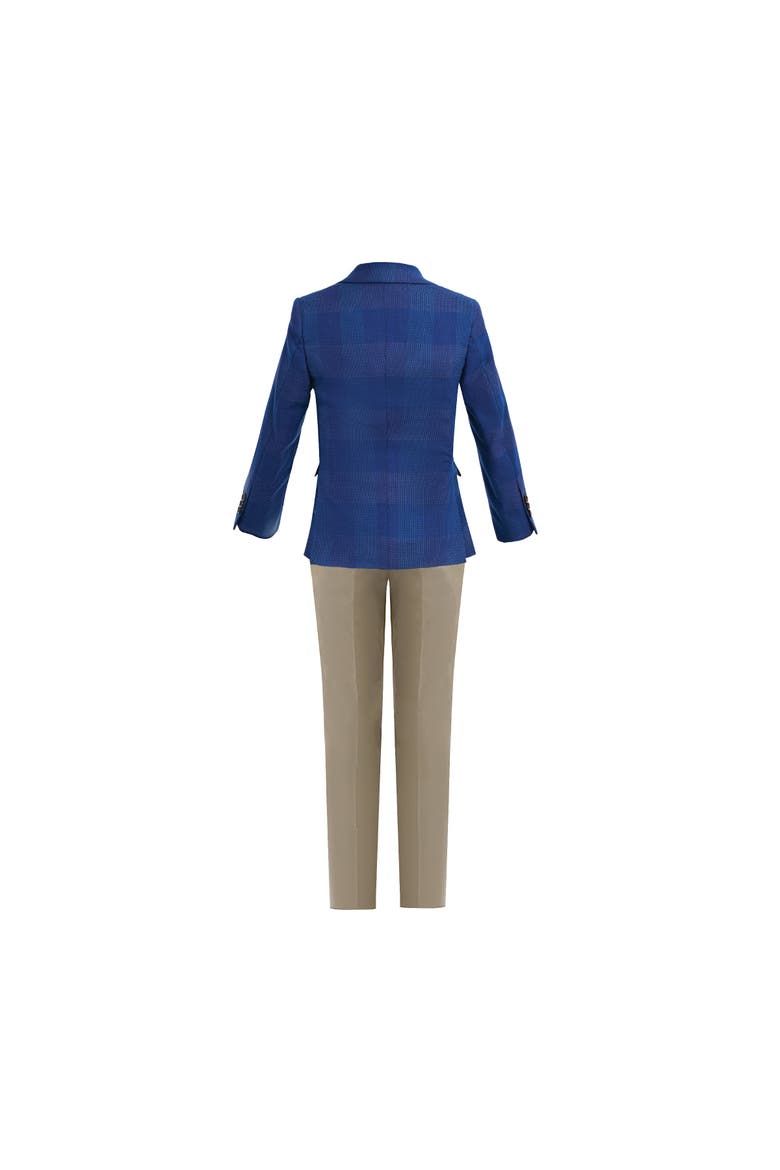 Check Blazer Set, Alternate, color, Blue