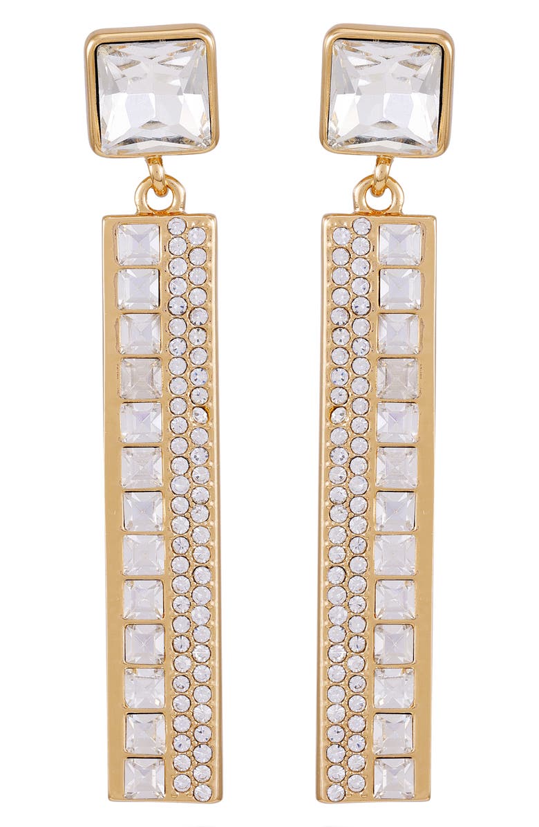 T Tahari Crystal Drop Earrings, Main, color, Gold