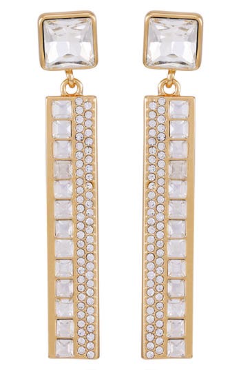 T Tahari Crystal Drop Earrings In Gold