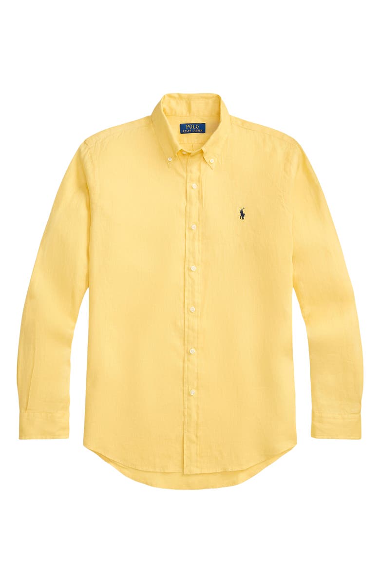 Polo Ralph Lauren Classic Fit Linen Button-Down Shirt, Alternate, color, Corn Yellow