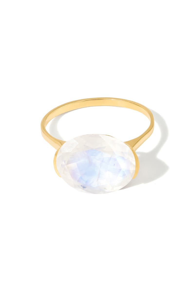 Oval Semiprecious Stone Solitaire Ring, Alternate, color, BLUE WHITE