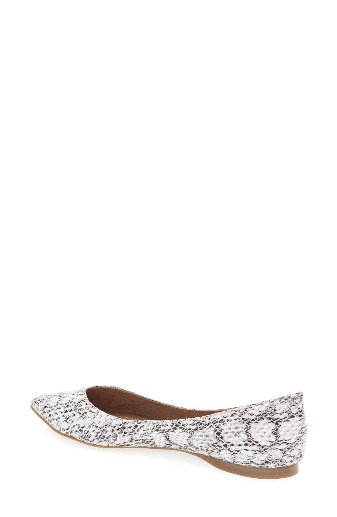'Moveover' Pointy Toe Leather Flat, Alternate, color, BLACK/ WHITE