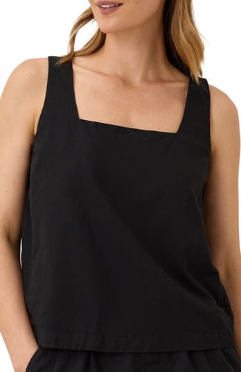 売れ筋商品|||パクト カットソー トップス レディース Women's Organic Cotton Canopy Linen Blend Square Neck Tank Bondi stripe Super Soft Organic Apparel | Wear PACT
