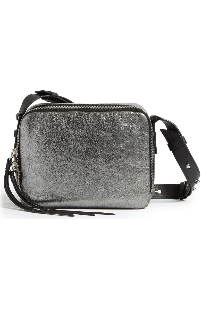 AllSaints Miki Metallic Leather Crossbody Camera Bag, Alternate, color,