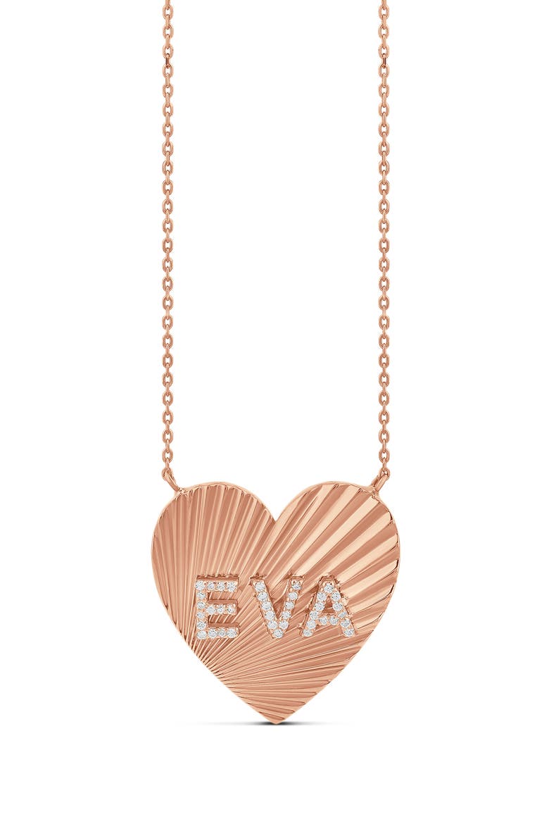 Fluted Heart Initial Pendant Necklace, Main, color, ROSE