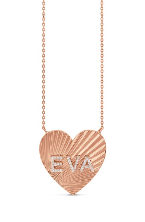 Fluted Heart Initial Pendant Necklace
