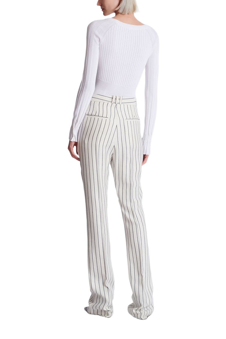 Straight-leg pinstripe trousers, Alternate, color, white