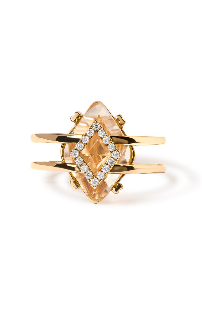 Haus of Brilliance 14K Gold Topaz & Diamond Accent Statement Cocktail Ring -, Alternate, color, Yellow