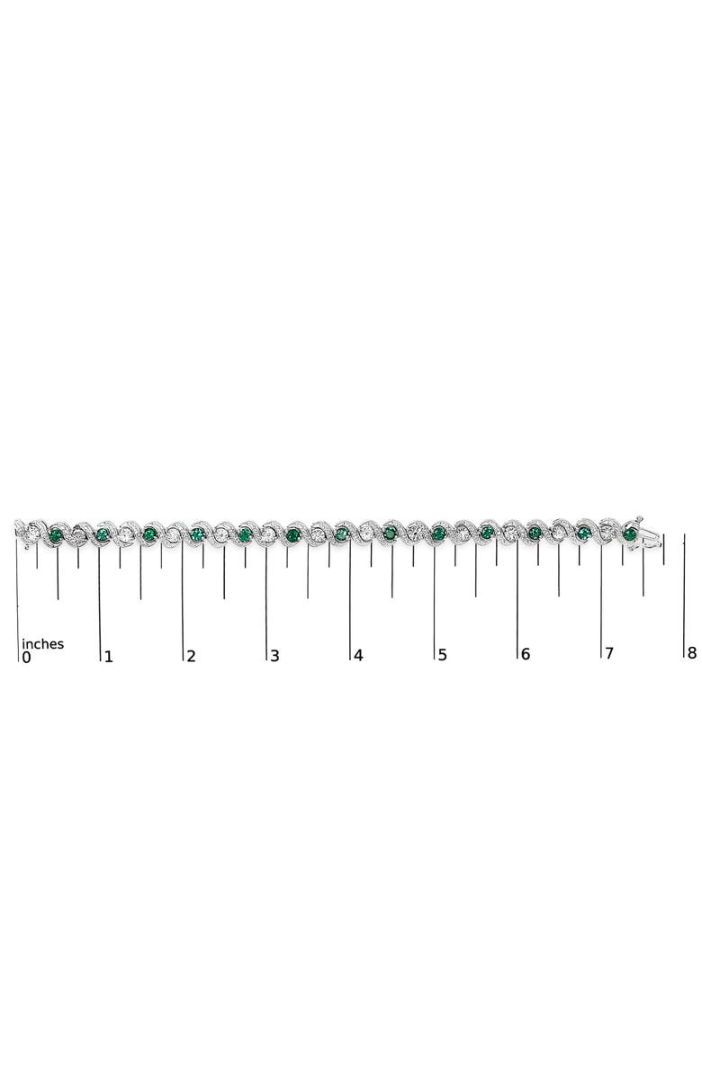 Haus of Brilliance .925 Sterling Silver Created Emerald and Diamond Twist S Link Bracelet, Alternate, color, White