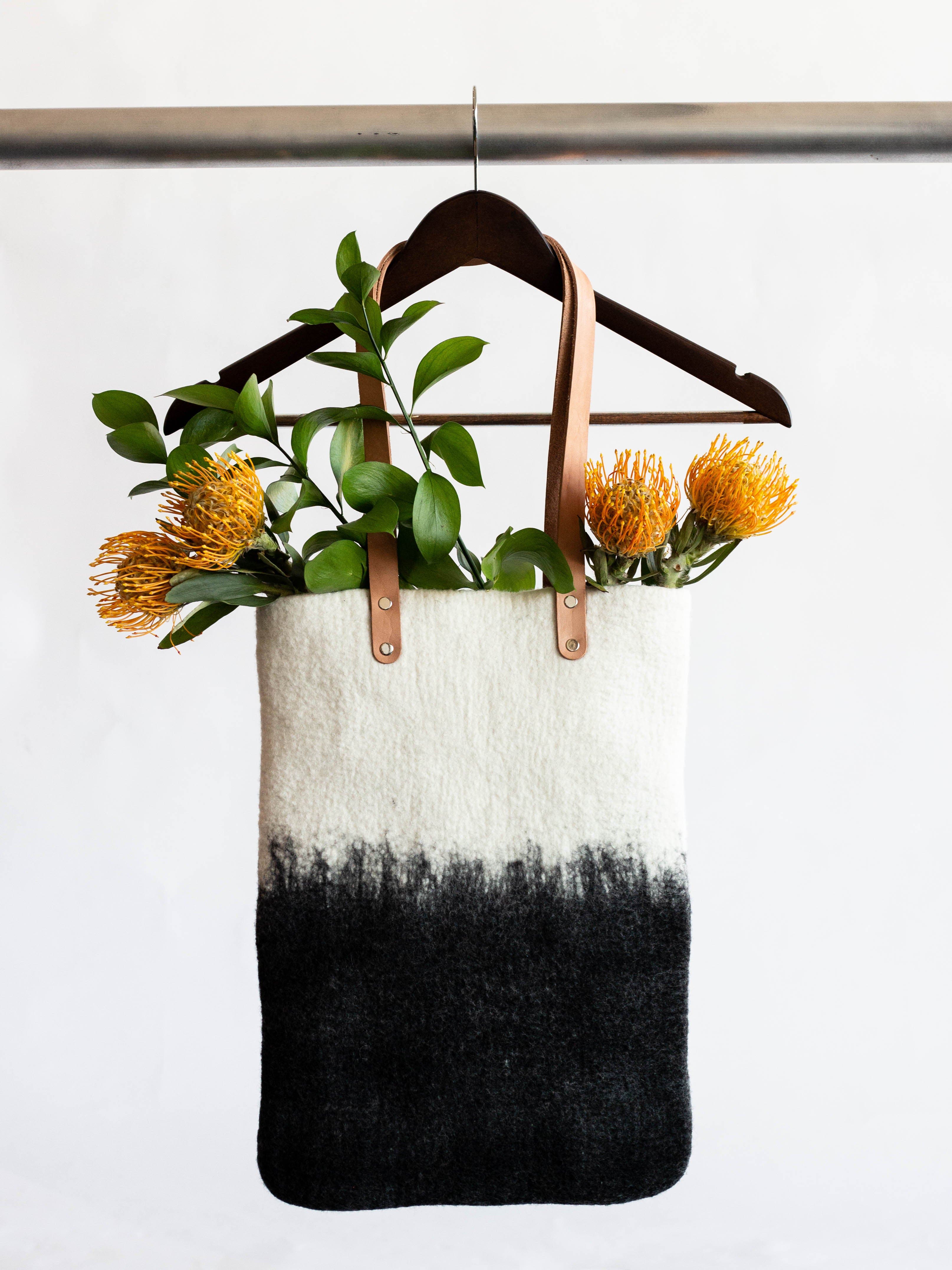kanju Interiors Eclipse Hand-Felted Wool Tote, Alternate, color, Natural
