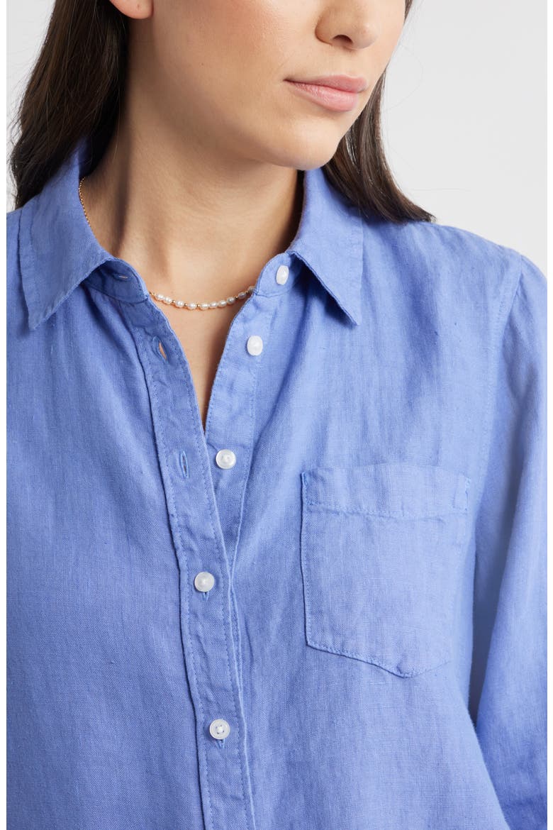 Casual Linen Button-Up Shirt, Alternate, color, BLUE DENIM