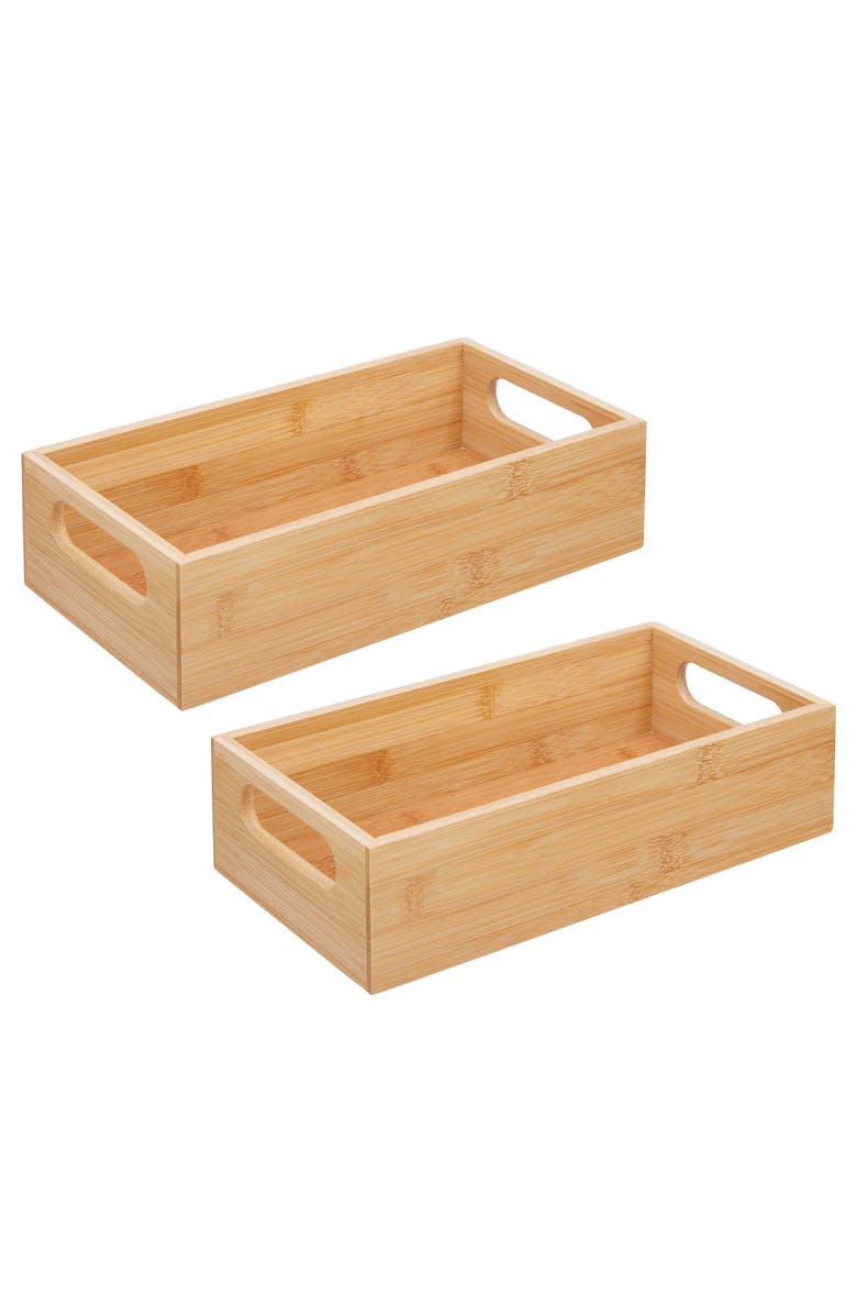 mDesign Pantry Organizer Container Bin with Handles, 2 Pack, Natural/Tan, Main, color, Natural