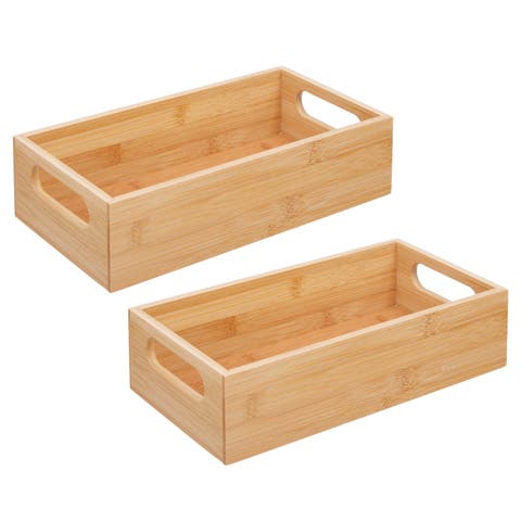 Pantry Organizer Container Bin with Handles, 2 Pack, Natural/Tan