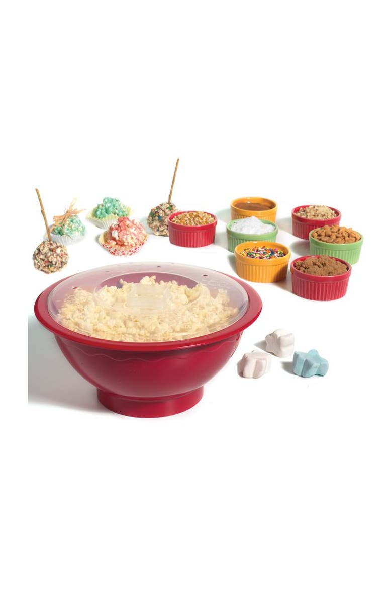 Norpro Microwave Popcorn Popper with Lid, 10.5-Inch, Red, Alternate, color, Red
