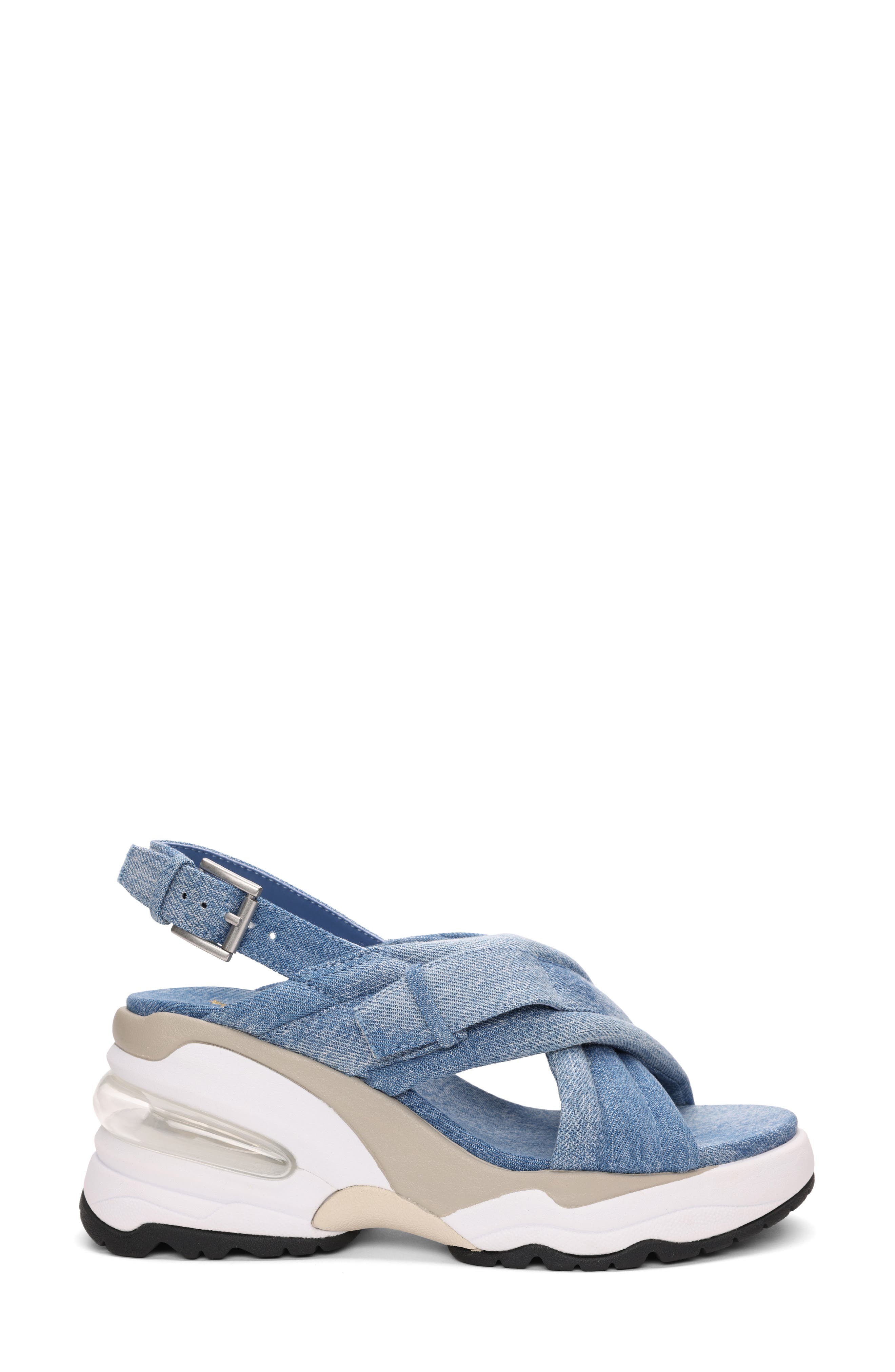 Ash Delia Slingback Denim Wedge Sandal, Alternate, color, Dark Blue