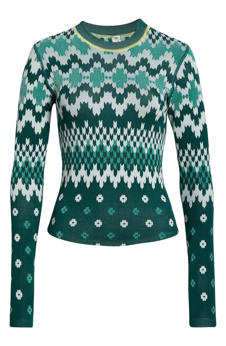 FP Movement by Free People Myoko Jacquard Layer T-Shirt, Main, color, Evergreen Isle Knit