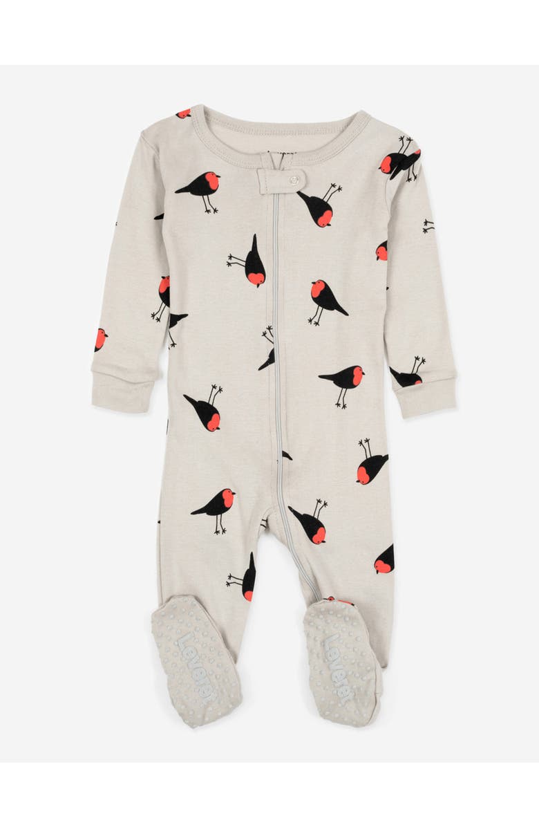 Leveret Kids Footed Cotton Matching Family Pajamas, Nature & Water Prints, Main, color, Birds