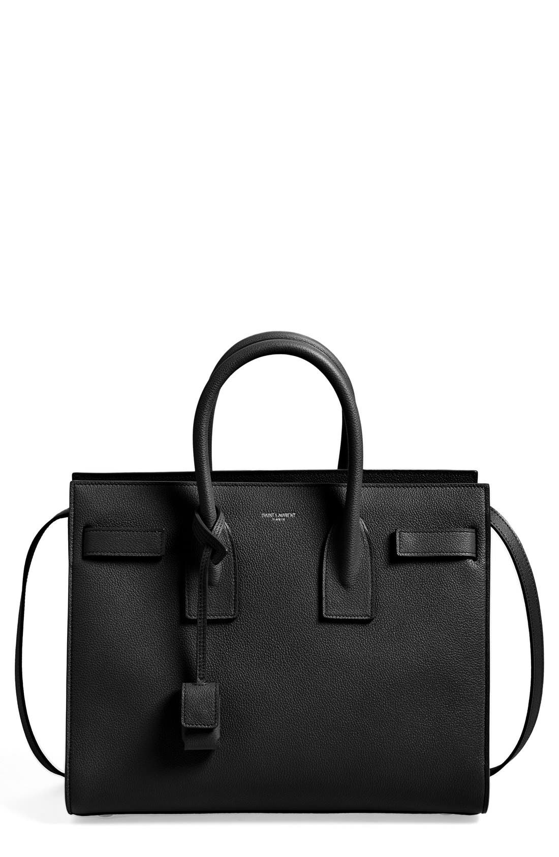 'Small Sac de Jour' Grained Leather Tote, Main, color, NOIR