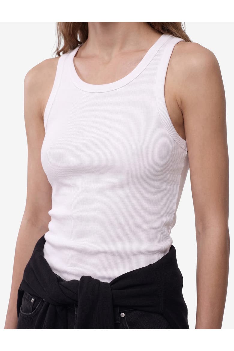 Cotton Sleeveless Crew Neck Ribbed Tank Top, Alternate, color, WHITE
