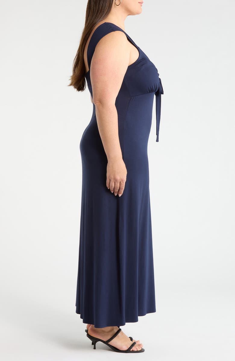 Loveappella Tie Front Jersey Maxi Dress, Alternate, color, Navy