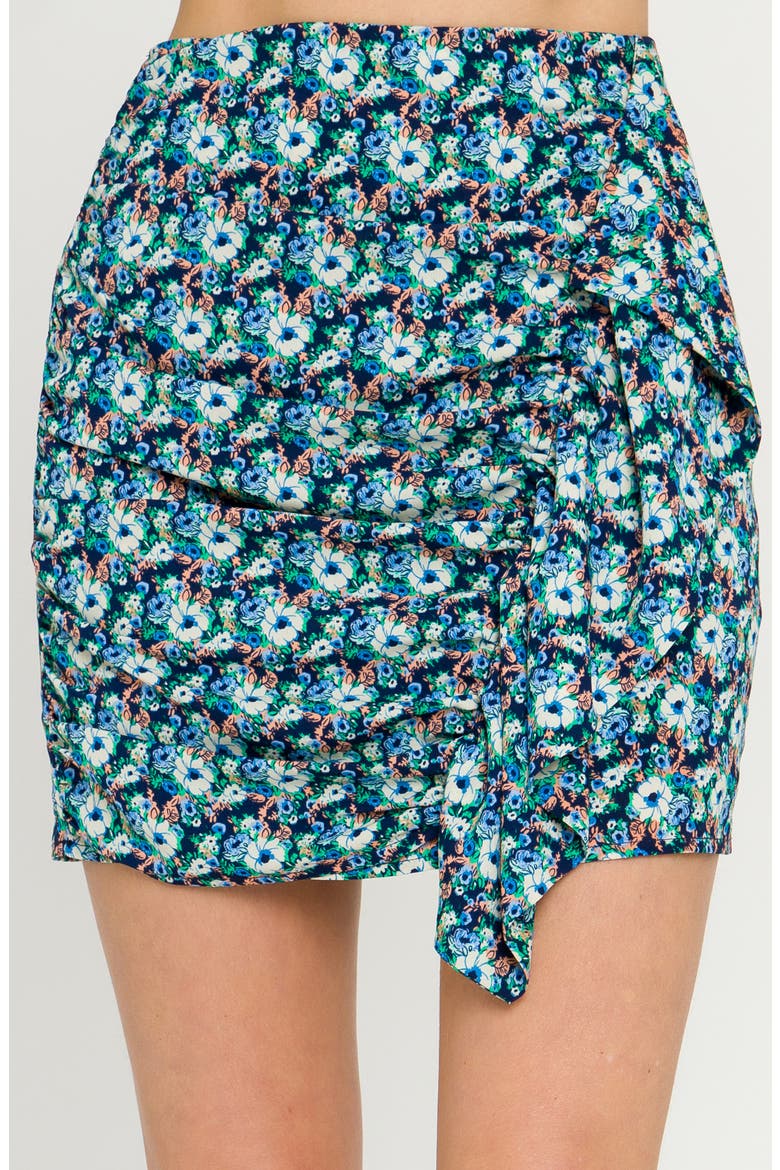 Floral Ruched Miniskirt, Alternate, color, NAVY MULTI