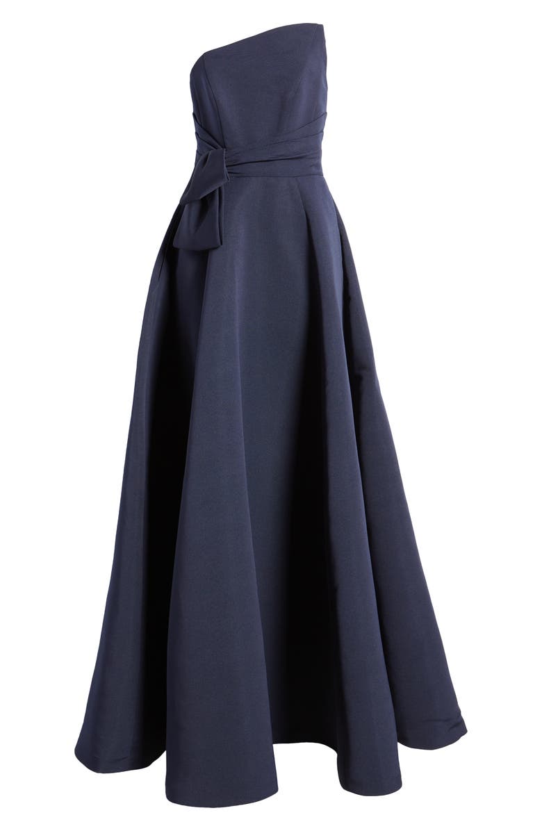 Amsale Bow Detail Strapless Ballgown, Alternate, color, 