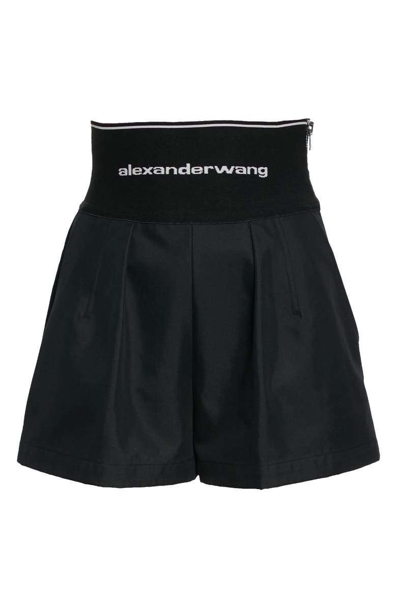 Alexander Wang Logo Waist Pleated Safari Shorts, Alternate, color,