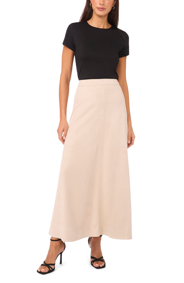 Vince Camuto Faux Suede A-Line Skirt, Alternate, color, Beige