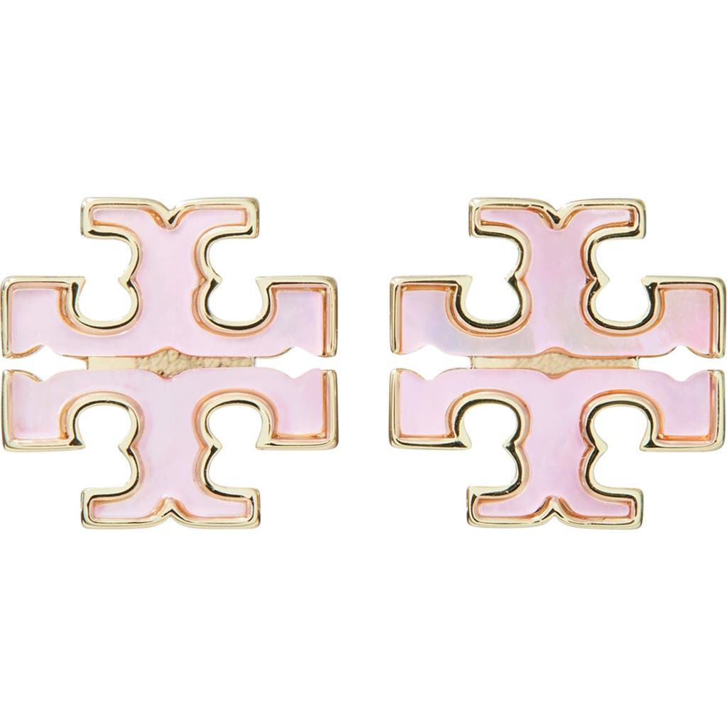 Tory Burch Kira Mother-of-pearl Stud Earrings In Pink