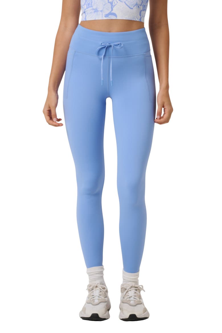 Moveknit Tie Bonded Leggings, Main, color, CORNFLOWER BLUE