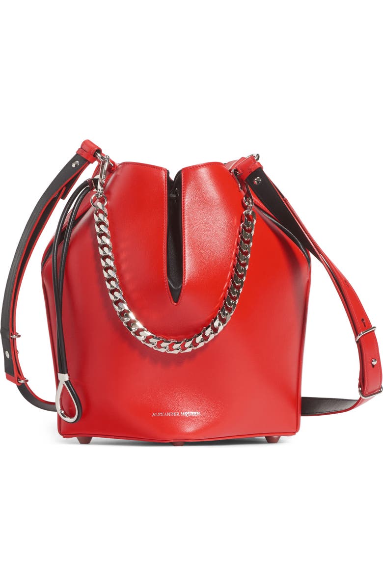 McQueen Alexander McQueen Leather Bucket Bag, Main, color,